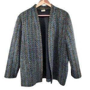 Graff Californiawear‎ Open Front Tweed Jacket 16 Multi-Color Made In USA